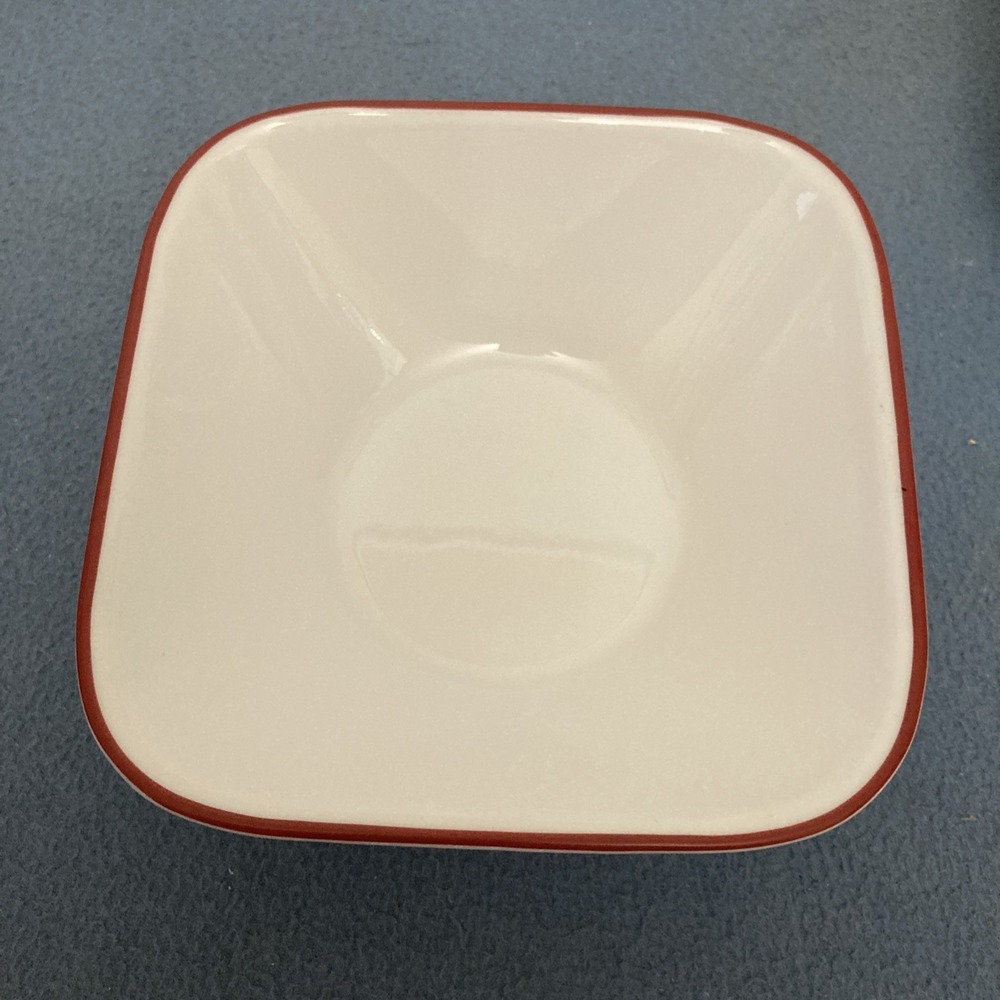 Corelle Coordinates Splendor White w/Red Rim Square Soup/Cereal Bowls - Set of 4 - Picture 5 of 13